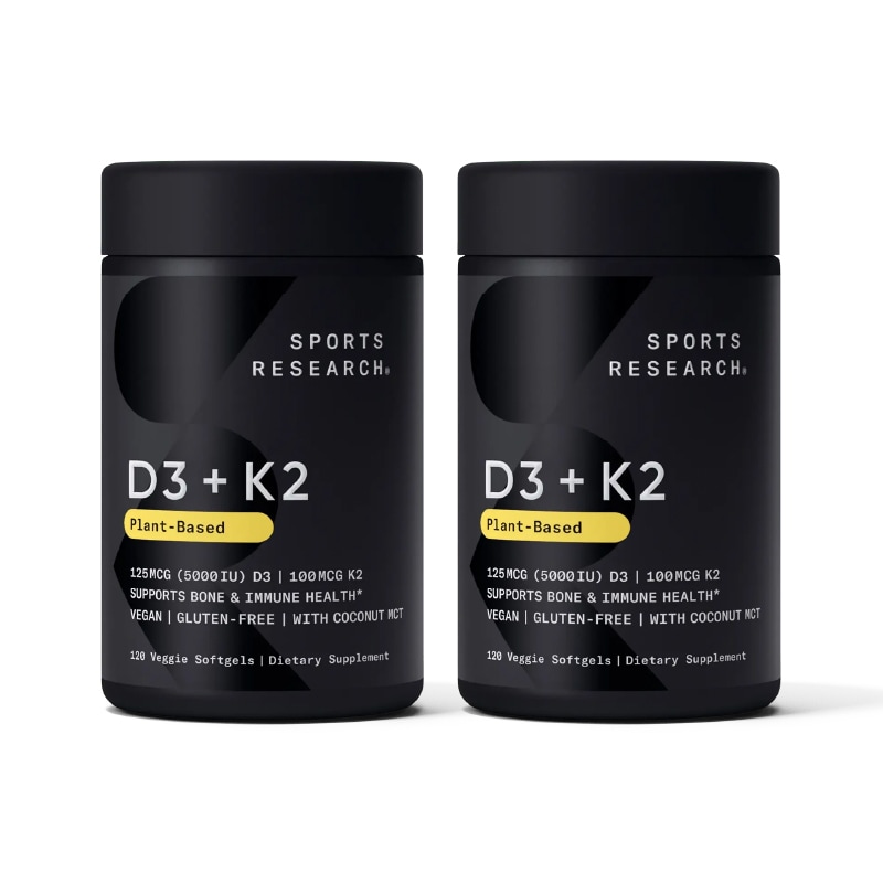 (スポーツリサーチ) D3＋K2植物性ソフトジェル 120粒 (2個セット)
