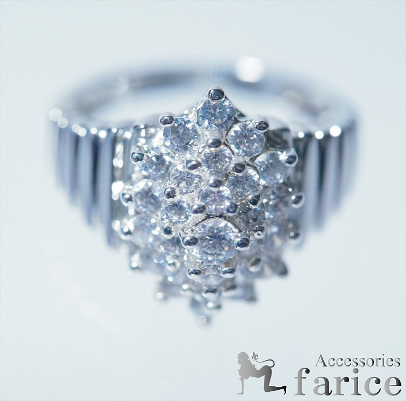 西洋風キュービックジルコニアパヴェ ゴージャスフラワージュエリーリング