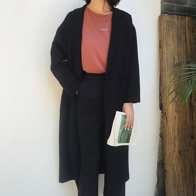 アウター 春 秋 ロング ジャケット レディース トレンチコート スリット 長袖 羽織り ポケット付き お呼ばれ ミモレ丈 黒