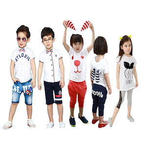 [初秋赤字セール]韓国子ども服 3枚セット 長袖半袖パンツ 上下セット 女の子男の子