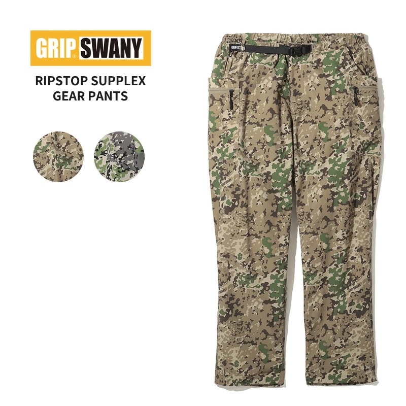 グリップスワニー メンズ 軽量 カモ柄ロングパンツ GRIP SWANY リップストップ サプレックス ギアパンツ RIPSTOP SUPPLEX GEAR PANTS ボトムス イージーパンツ G