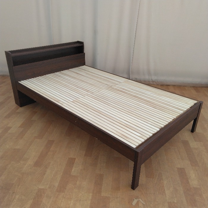 セミダブル ベッドフレーム 角あたりのない細すのこベッドＳＤ棚付 ベッド台 フレームのみ おしゃれ