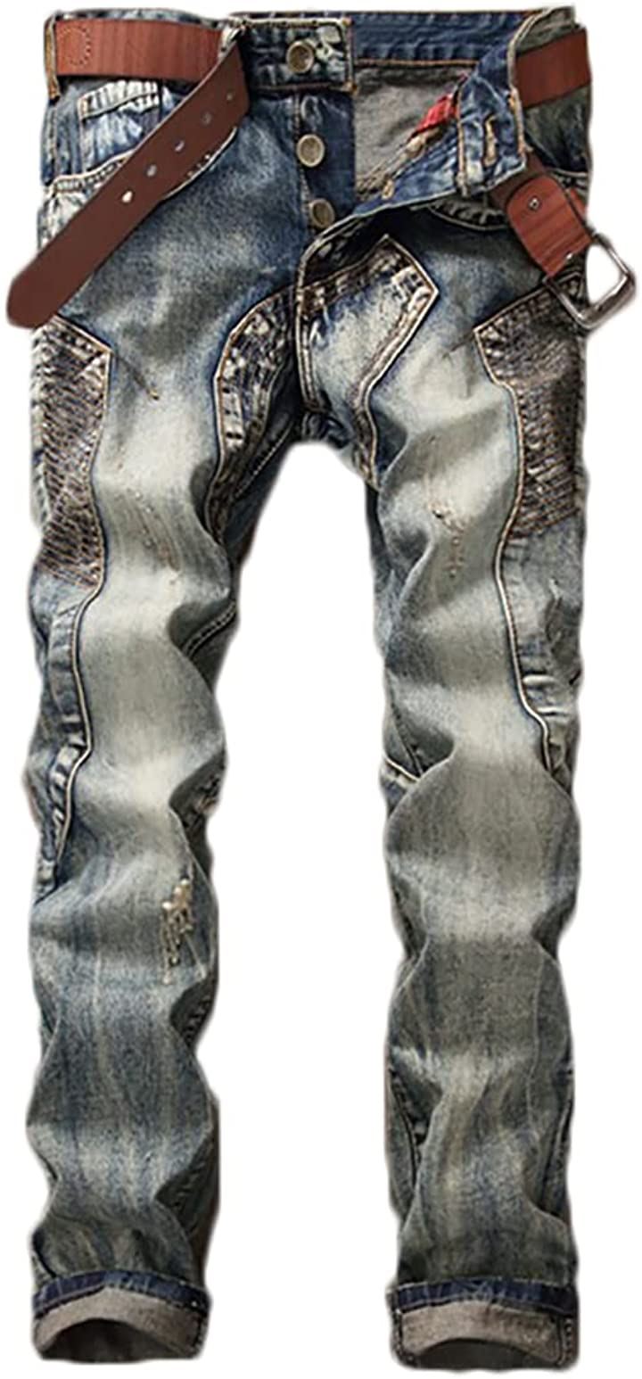 ラクエスト リメイク風 デニム ダメージ加工 バイカージーンズ(33)