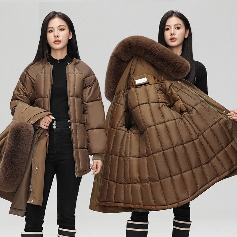 女性のミッドレングスの2024冬の新しいスタイルのウエストスリムフィットコットンコートの解体を克服するワンピーススリーウェアキルティングジャケット 5,958円