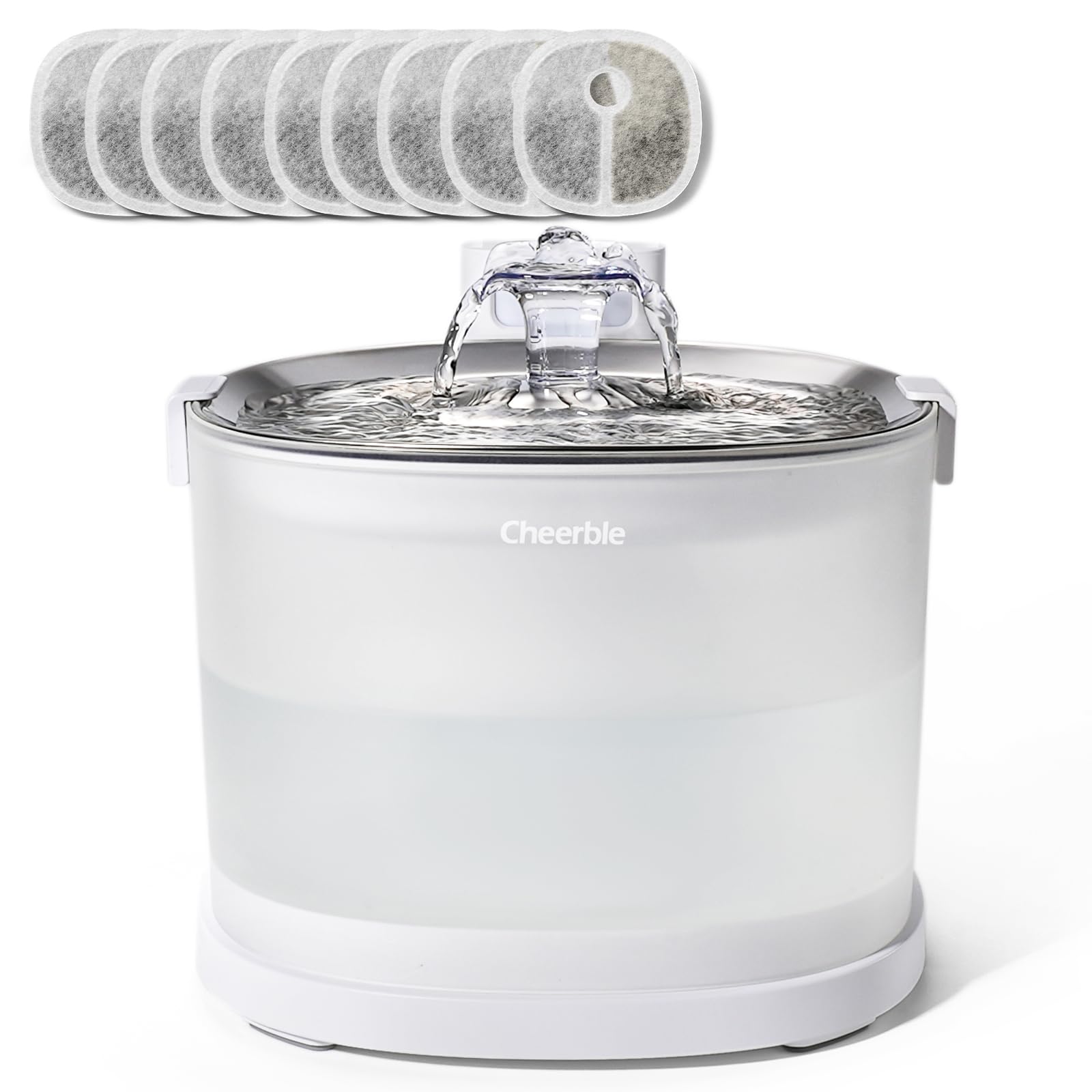 Cheerble E1+ 猫自動給水器 水飲み器 ポンプレス磁力給水 コードレス 100%漏電なし スマートセンサー感知 楽々洗浄 組み立て簡単 2つの給水モード 大容量2L 静音 交換用フィルター9