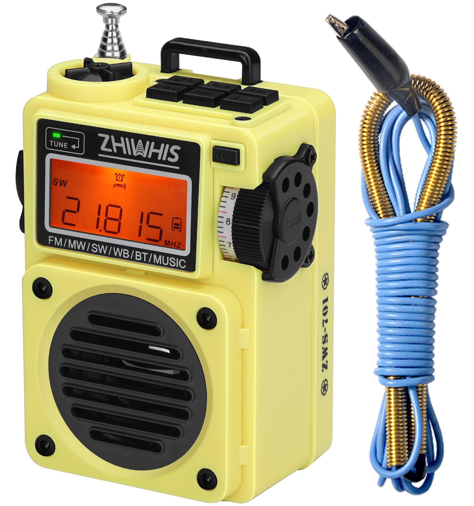 ZHIWHIS スピーカーBluetooth 超小型短波ラジオ MicroSDカード対応 FM/AM/短波/ワイドFM DSP高感度 タイマー/目覚まし時計/USB-C充電式/技適取得済/レトロ/10