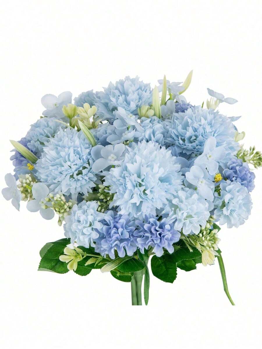 1個 人工アジサイ ベルベット菊 造花ブーケ結婚式花瓶ホームレストラン寝室の装飾休日誕生日パーティー屋外ガーデンの装飾に適しています