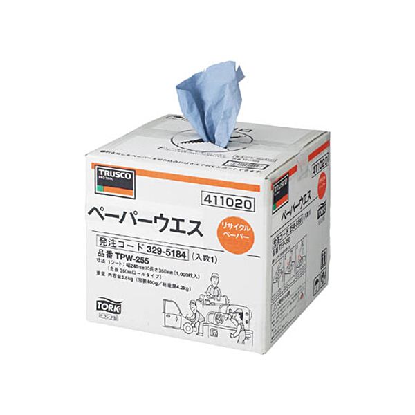 （まとめ） TRUSCO ペーパーウエス（ポップアップタイプ） 255m TPW-255 1箱（1巻） [x2セット]