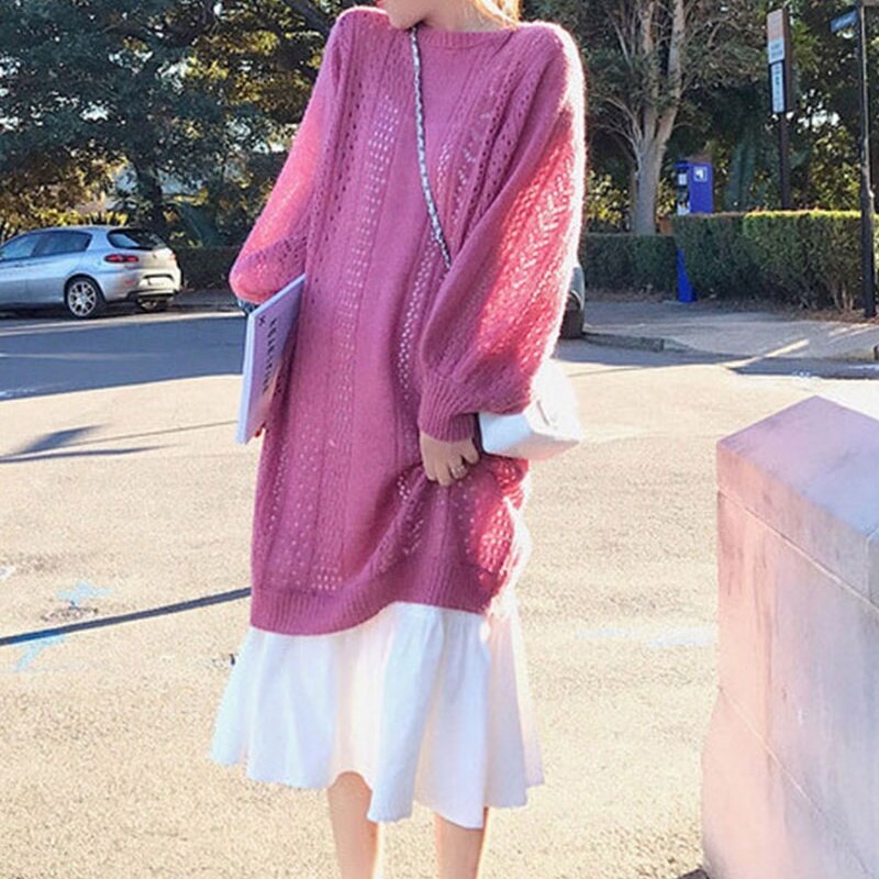 3color レディース ワンピース ミモレ ミモレ丈 ロング ロング丈 レイヤード 袖あり Uネッ