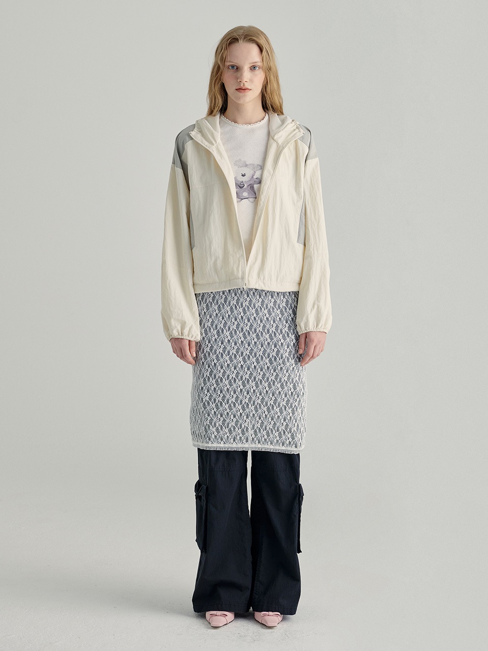 【MARGESHERWOOD】 COLORBLOCK STRING JUMPER : CREAM