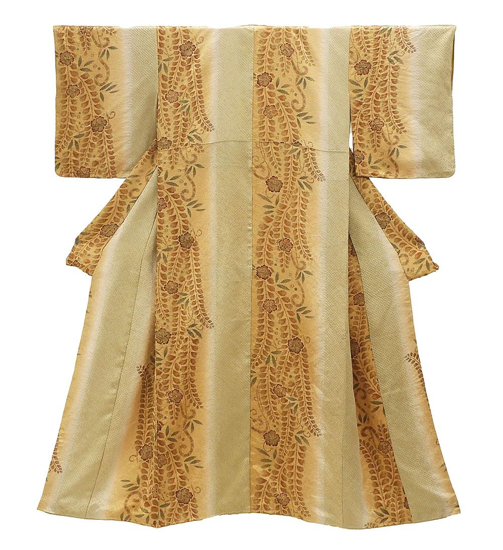 小紋 未着用美品 正絹 絞り辻が花模様 身丈157.5cm 裄丈62.5cm 小紋 未使用 新古品 着物 c0156