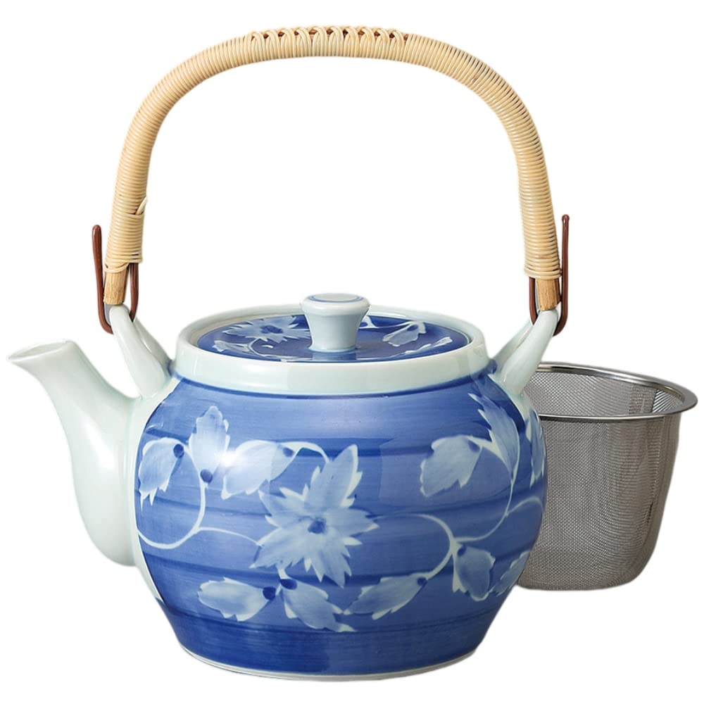 エールネット(Ale-net) 有田焼 呉須巻蔦 カゴアミ付 8号 土瓶 茶器 陶磁器 急須 ポット