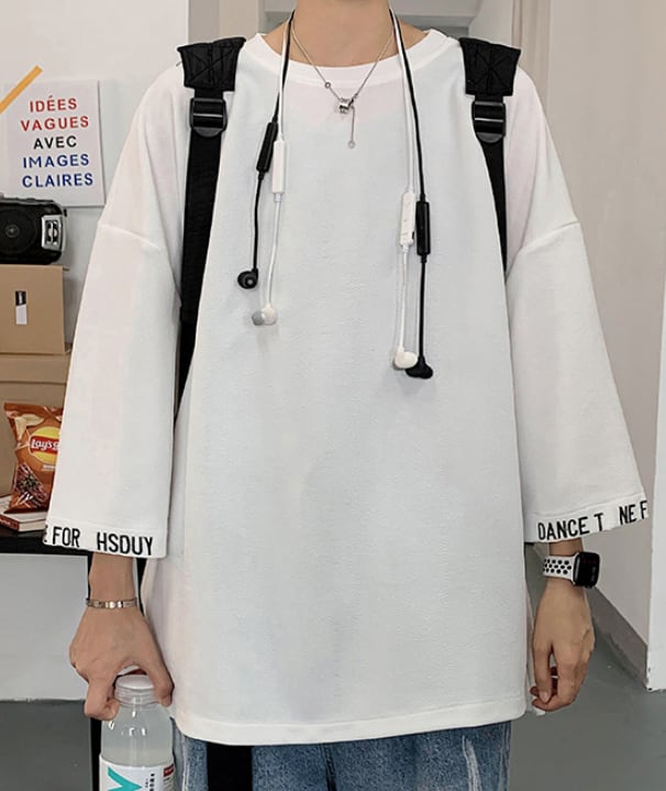 トップス 上着 人気 おすすめ おしゃれ お洒落 激安 安い プチプラ Tシャツ ロンT ロンティー 五分袖 七分袖 ラウンドネック プルオーバー ビッグシルエット オーバーサイズ sh01