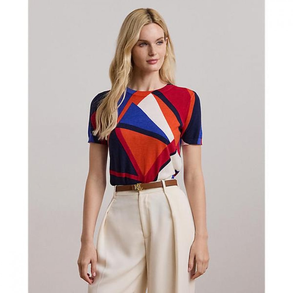 ローレンラルフローレンプリントコットンブレンドショートスリーブセーター (WMLRSWESN820140400) 16,451円