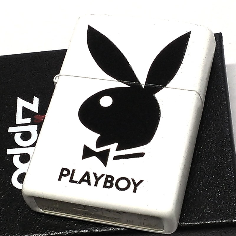 ZIPPO PLAYBOY logo white プレイボーイ ホワイト ジッポ ライター 艶消し 白 おしゃれ かわいい かっこいい 可愛い メンズ プレゼント ギフト