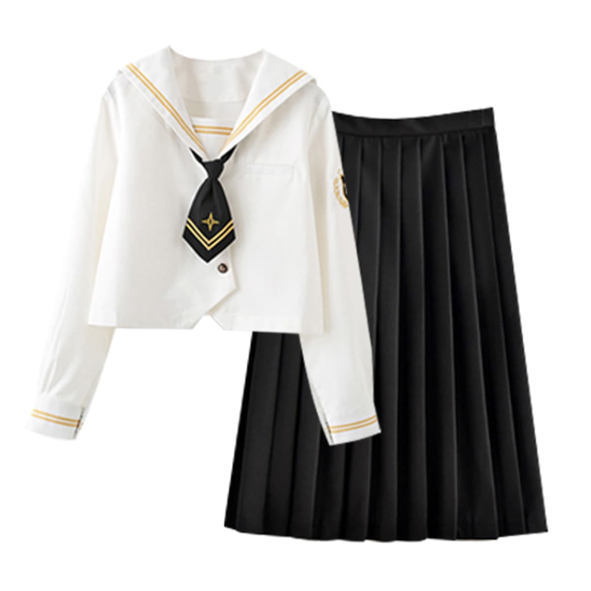 イギリス風JK正統 キュート海軍風コスプ白セーラー服長袖セーラースーツ本格制服ハロウィン 制服ブレザー コスチューム スカートロリータ学生服セクシープリーツミニスカート 学院風大人用ペアコス 刺繡