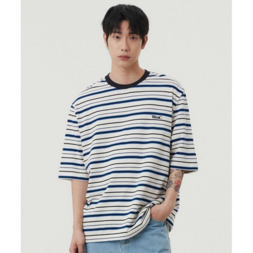 WMC Multi-stripe short-sleeved T-shirt BLUE O-MOBAS4M516