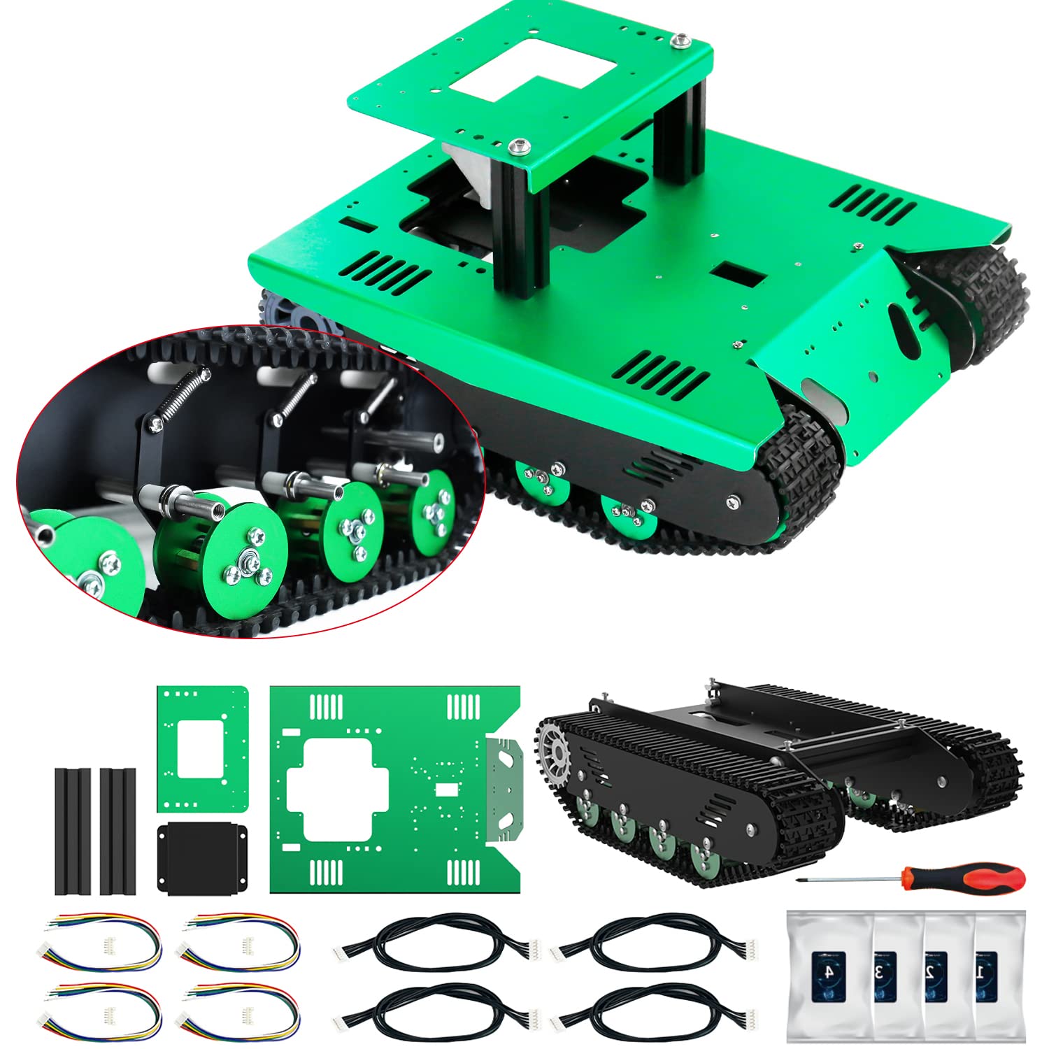 Yahboom 履帯ロボットカーシャーシスターターキット 科学教育STEM UNO ラズベリーパイ 教育モデル STEAM スマートロボット戦車基盤3-DOF メカニカルアーム選択可能学校教育 (C