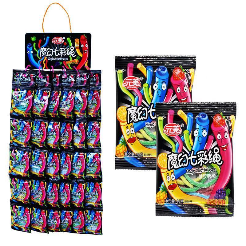 当日発送 16gマジックカラフルロープキャンディジュースジェルグミ子供用スナック30パック