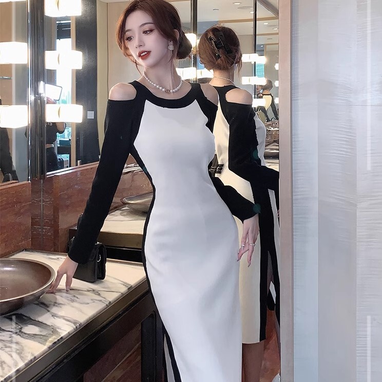 ワンピース ニットワンピース ワンピドレス ロング丈 オフショルダー ニット かわいい 大人可愛い きれいめ カジュアル 大人 上品 おしゃれ お洒落 かっこいい 大人女子 ラブリー キュート