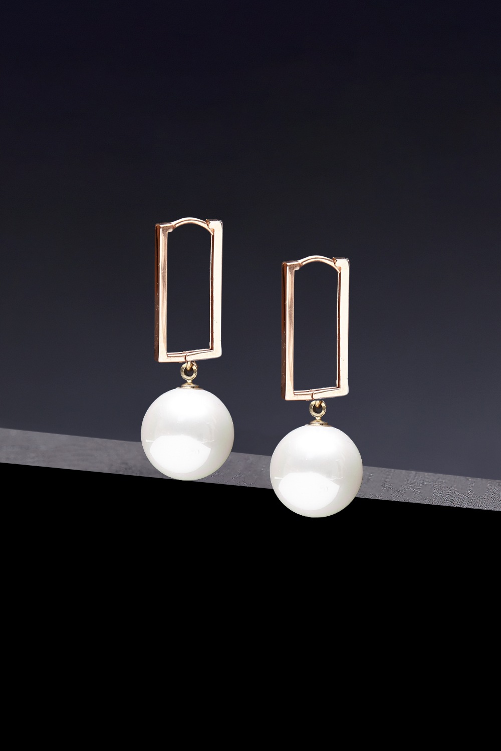 [HAZINA] 14mm Pearl Square Hoop Earrings