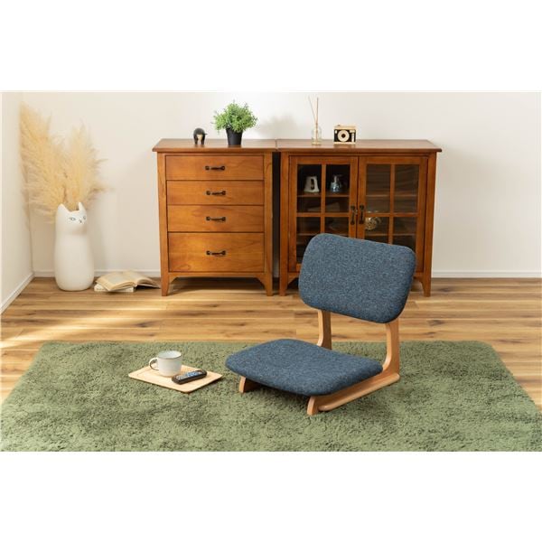 フロアチェア 約W50xD56xH52xSH12cm ブルー 完成品