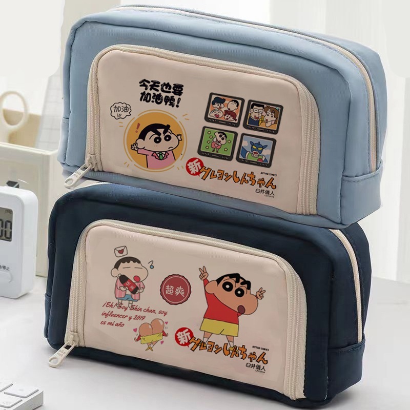 クレヨンしんちゃん女の子柄筆袋大容量かわいい帆布文具箱
