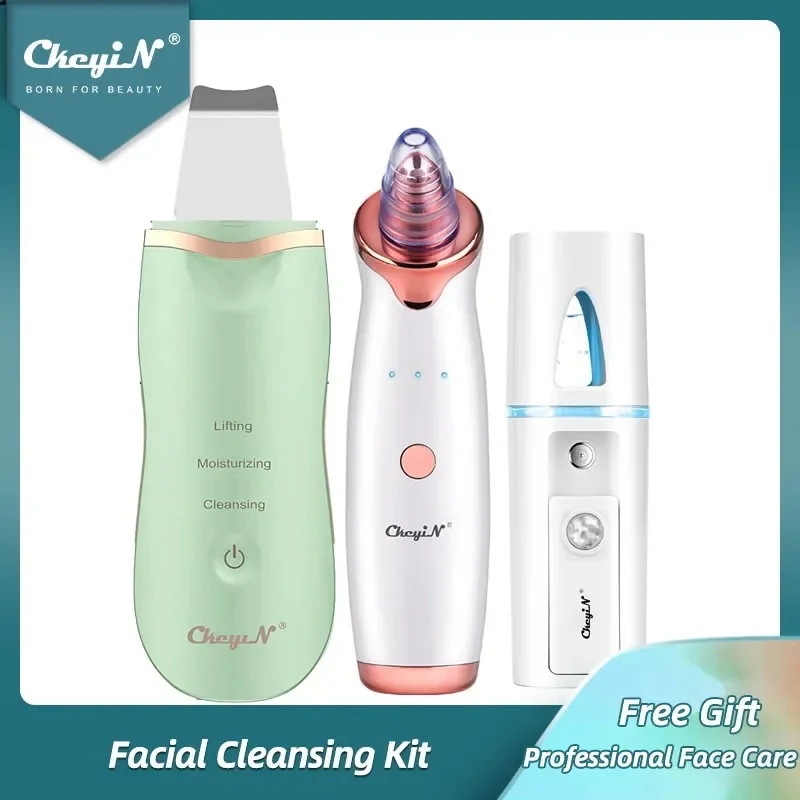 新品毛穴吸引器 毛穴吸引器 超音波振動スキンクレンジングキット プロのフェイシャルクレンジングキット 超音波 ポアクリーナー