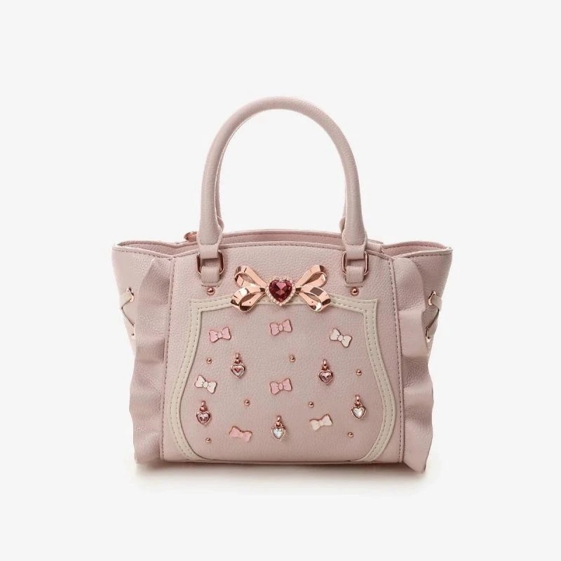 甘い地雷系バッグ女性の新しいかわいいlolitaハンドバッグ宝石ハスの葉の縁蝶ネクタイシングル肩斜めバッグ