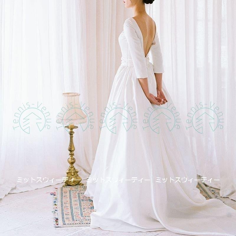 ウェディングドレス ロングドレス バックレス Aライン 結婚式 ウエディングドレス 二次会 花嫁 前