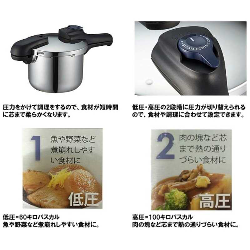 パール金属　IH対応クイックエコ 3層底切り替え式圧力鍋 3.5L　H5040