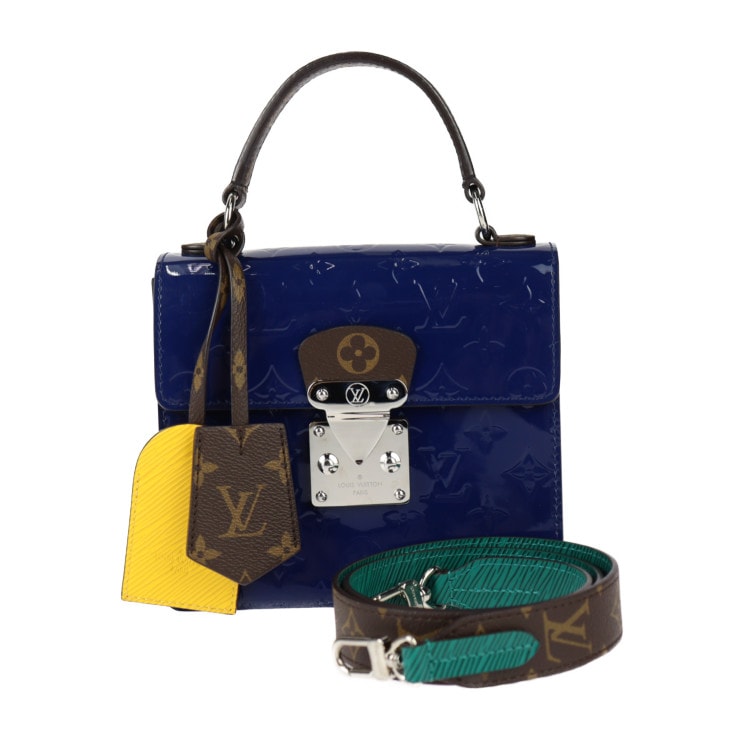 超美品 LOUIS VUITTON ルイ ヴィトン ハンドバッグ M90514 スプリング ストリート PM モノグラムヴェルニ モノグラムキャンバス エピ ブルーインディエン【本物保証】