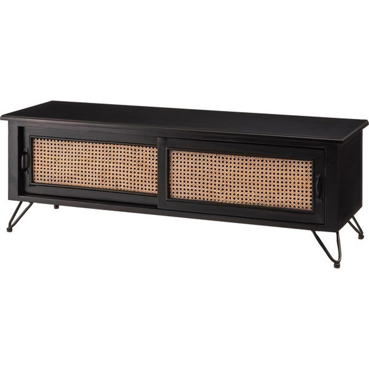 テレビボード PM-335BK TVボード ローボード 収納 AVラック ラタン 籐 ミンディ ナチュラル 木製 天然木 ブラック ベージュ おしゃれ メンズライク 北欧 韓国 インテリア リビング