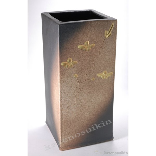 金花彫正角傘立 （信楽焼き陶器傘立梅雨玄関収納M）