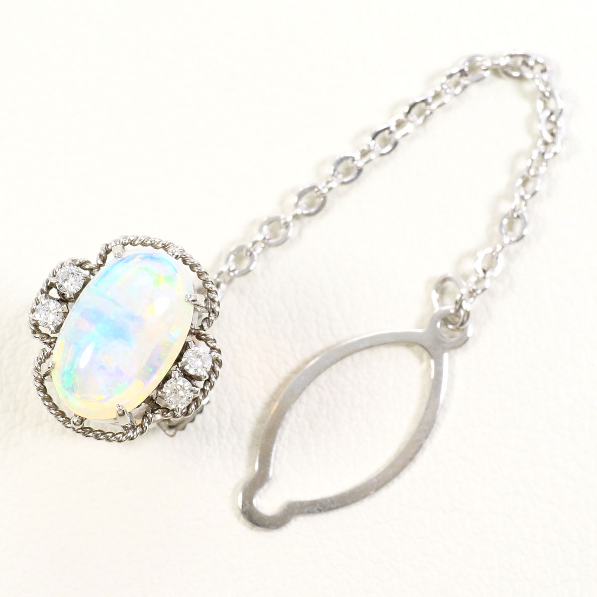 PT900 プラチナ ブローチ オパール ダイヤモンド（ct刻印なし） 総重量約4.0g 中古