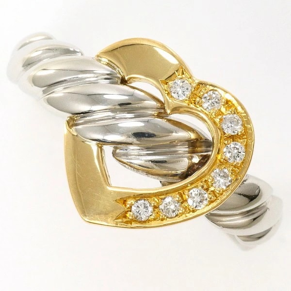 PT900 プラチナ K18YG リング 指輪 13.5号 ダイヤ 0.08 ジュエリー 中古