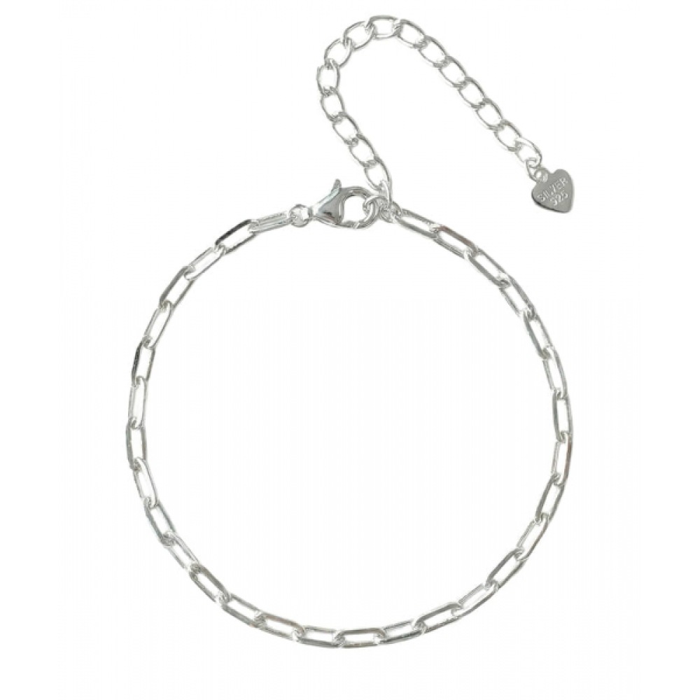 ALLEUN シルバー 925 カップルスクエアチェーン 16cm ブレスレット