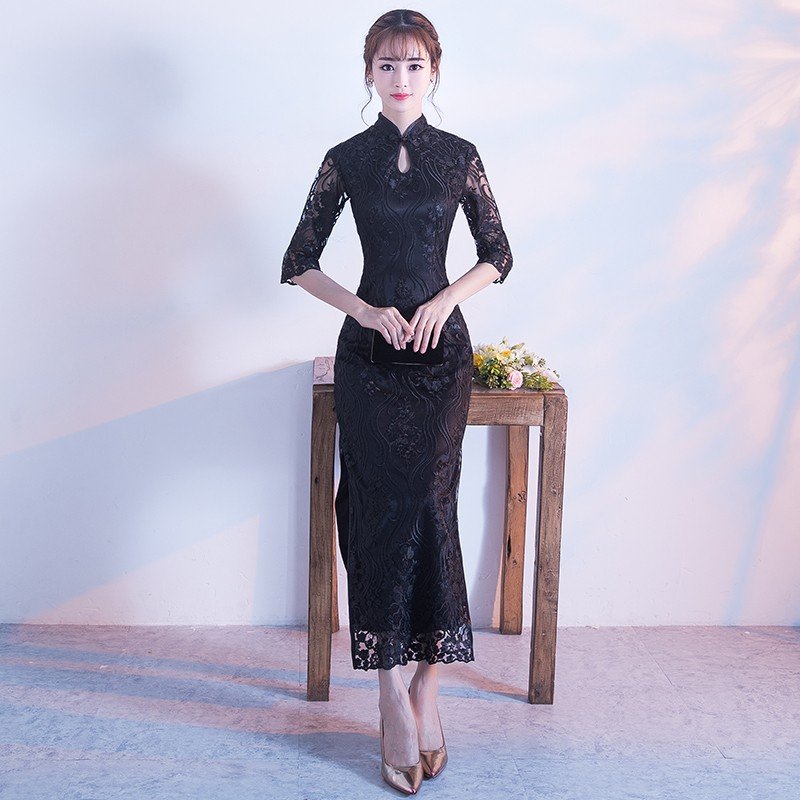 カラードレス 安い 長袖 イブニングドレス 花嫁 チャイナドレス ロング パーティードレス 結婚式 演奏会 ブライズメイドドレス 復古 二次会 大きいサイズ