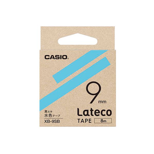 (5個セット) カシオ計算機 Lateco 詰め替え用テープ 9mm 水色テープ 黒文字 XB-9SBX5