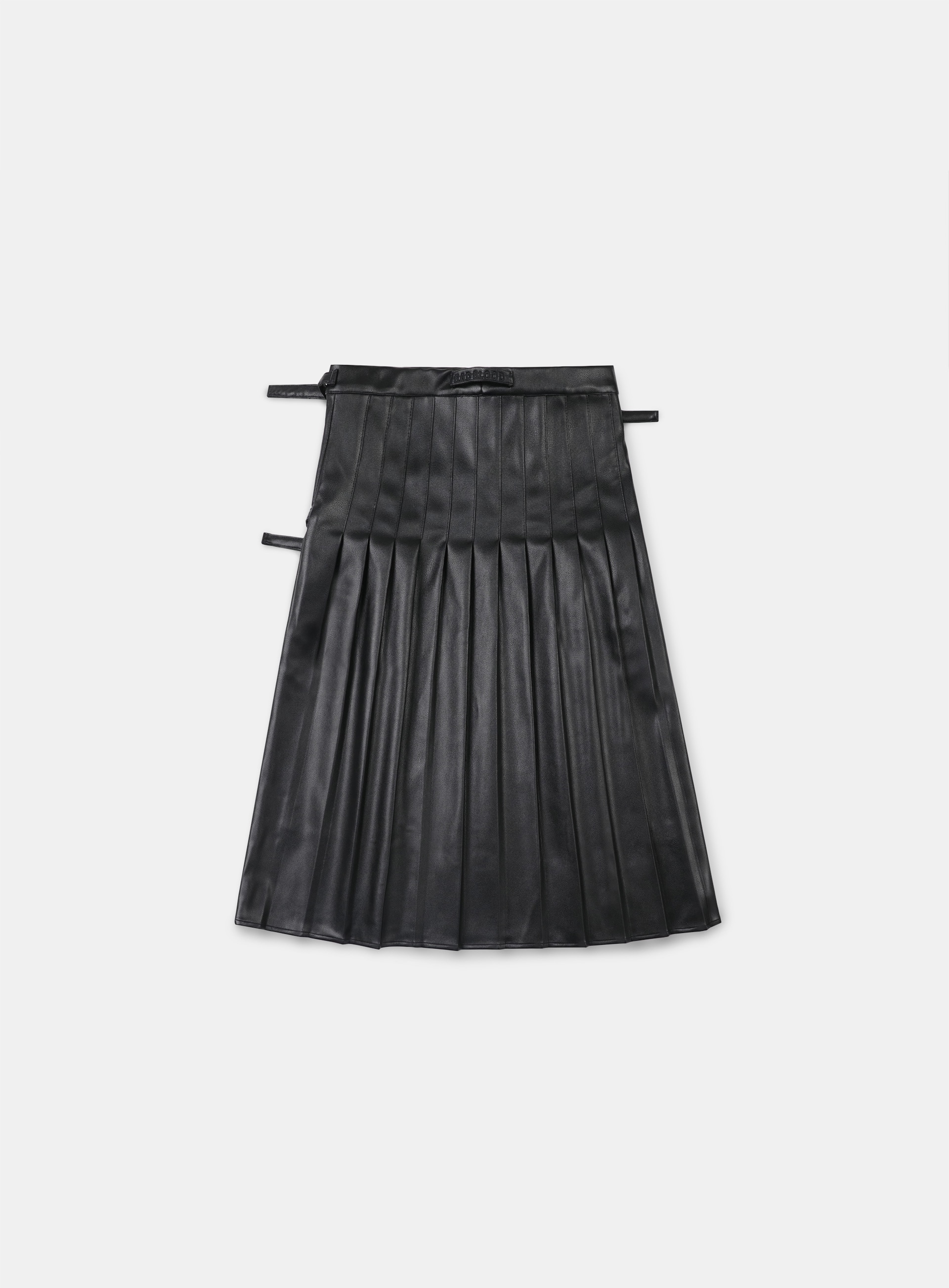 【BADBLOOD】 PLEATED LEATHER WRAP SKIRT : BLACK 24,500円