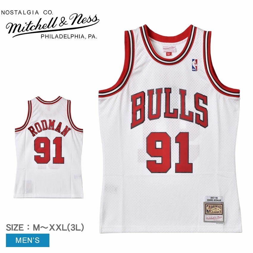 レプリカユニフォーム スイングマン ジャージー シカゴブルズ 1997-98 デニスロッドマン SMJYAC18079-CBUWHIT97DRD メンズ NBA ウエア タンクトップ ノースリーブ