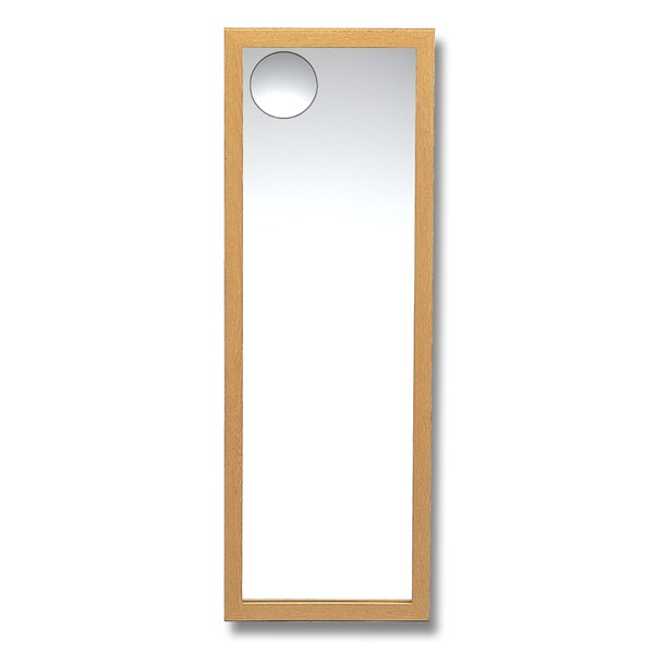 拡大鏡付 飛散防止 ミラー 鏡 3尺 ナチュラル 壁掛けひも付き 全身姿見鏡