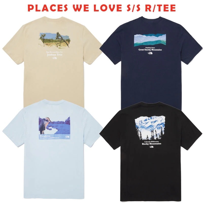 韓国正規品保証 関税負担なし NT7UQ05A PLACES WE LOVE S/S R/TEEデイリー 基本 着装 男子 女子 人気 韓国 ファッション 男女共用 アウトドア
