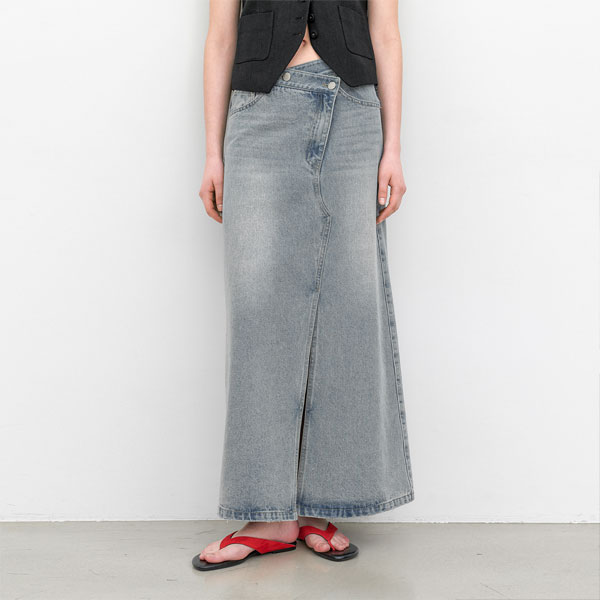 UNBALANCED DENIM MAXI SKIRT (SK-5096)