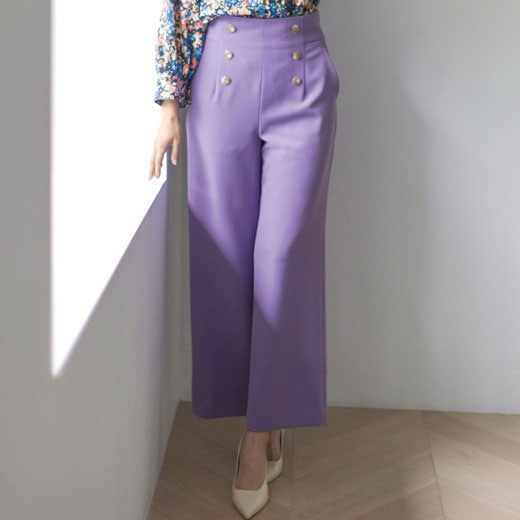 [最安値挑戦]！釦付ハイウエストマリンパンツ レディース 冬 ボトムス パンツ M-3L