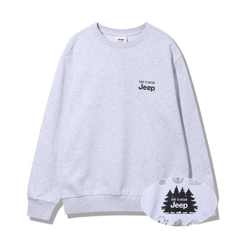 JQ3TSU891 メランジホワイト 男女共用 企画 背面プリント スウェットシャツ