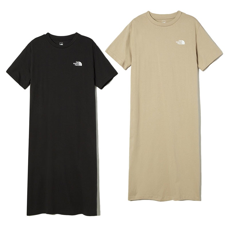 NT7ZP40 WS COTTON S/S ONEPIECE 韓国 ノースフェイス ワンピース レディース 半袖 ロング ラウンド Tシャツ 夏