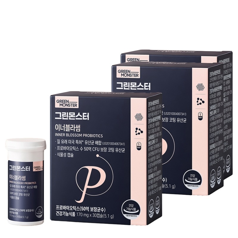 [50億女性膣由来乳酸菌]グリーンモンスターインナーブラッサム30カプセル3個 8,351円