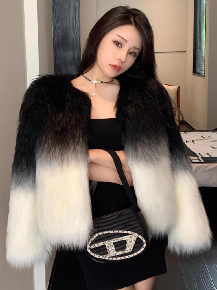 グラデーションエコファーコート ファーコート エコファーコート 毛皮 ファー コート ジャケット レディース アウター 冬 フェイクファー a3389