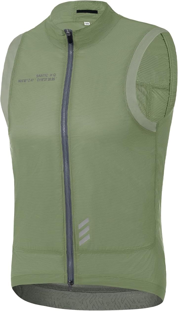 サイクルベスト ウインドブレーカー 春夏 防風 反射(グリーン, XL)